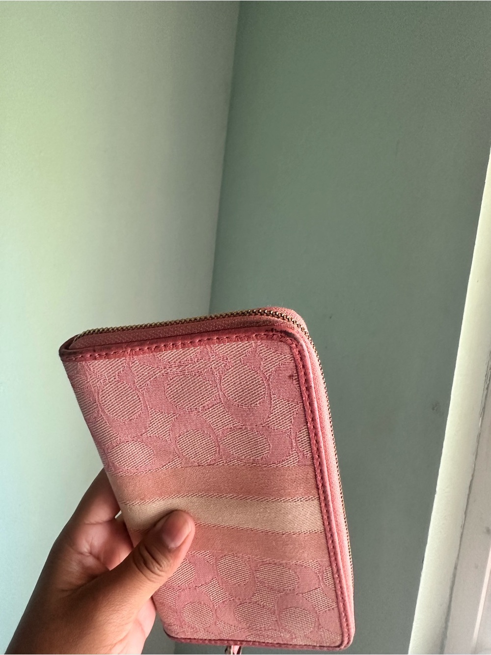 Coach Rose Pink Signature Zip Wristlet - Picture 5 of 6